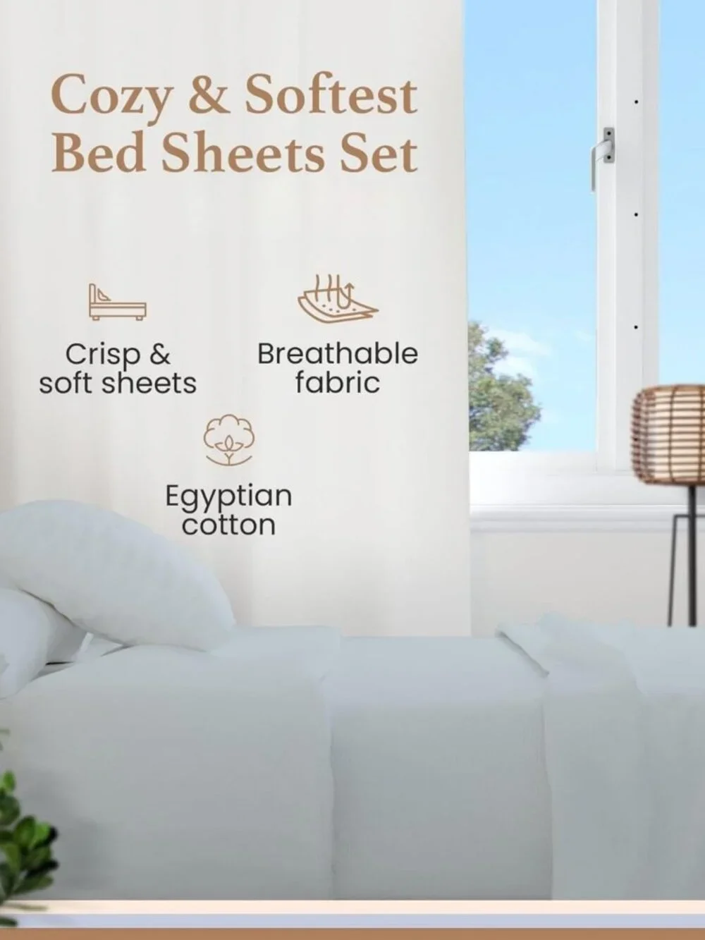Luxurious 100% Egyptian Cotton Queen Sheet Set - 4 Pc Light Blue Bedding